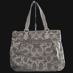 Coach Poppy Metallic Signature Sateen Glam Tote